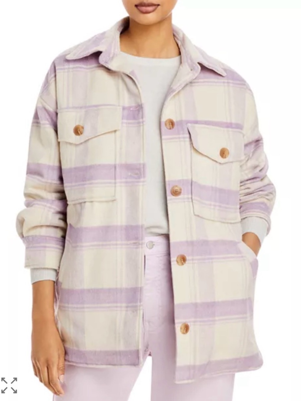 Aqua Lavender and Cream Plaid Utility Shacket
